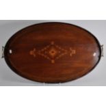 Vintage oval marquetry wood tray