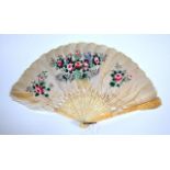 Good antique Chinese ivory & feather fan