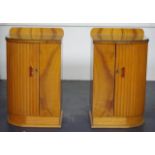 Pair of art deco walnut bedside cabinets