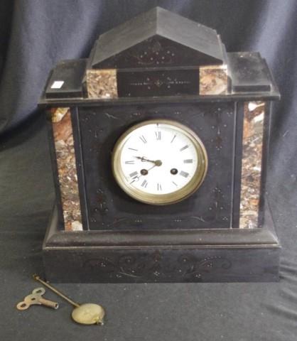 Good vintage slate architectural mantle clock