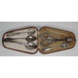 Silver part sewing set and 4 spoons