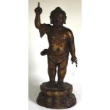 Cast metal Veska Buddha pointing to the moon