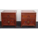 Pair of Chinese hardwood small cabinets
