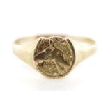 9ct yellow gold horse & shoe ring