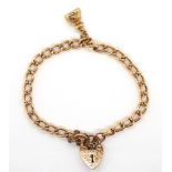 9ct rose bracelet with fob seal and padlock clasp