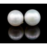 14mm cultured white pearl and gold earrings