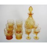 Stuart crystal art deco amber liquor set