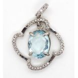 Aquamarine and sterling silver swinging pendant