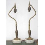 Two brass electric table lamps