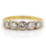 Five stone diamond and 18ct yellow gold ring