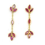 Yellow gold and ruby hanging earrings