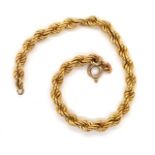 Yellow gold rope chain bracelet