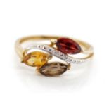 Multi gemstone 9ct yellow gold ring