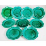 Nine Wedgwood green leaf pattern dessert plates