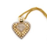 Two tone 9ct gold heart pendant