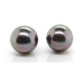 9mm Tahitian pearl and 14ct white gold stud