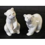 Two Lladro polar bear figures