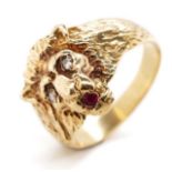 9ct rose gold lion ring