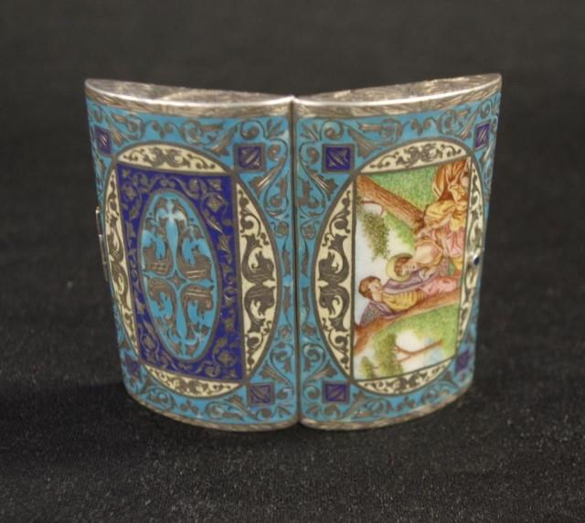Good antique Continental silver & enamel compact - Image 4 of 6