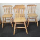 Set of 4 traditional pine chairs
