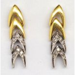 18ct two tone gold and diamond earrings