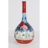 Japanese Kutani hand painted bottle vase