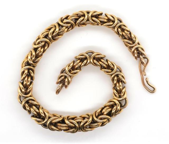 Gold Byzantine link chain bracelet
