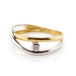 Diamond solitaire two tone 9ct gold ring