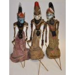 Three hand painted Indonesian puppets