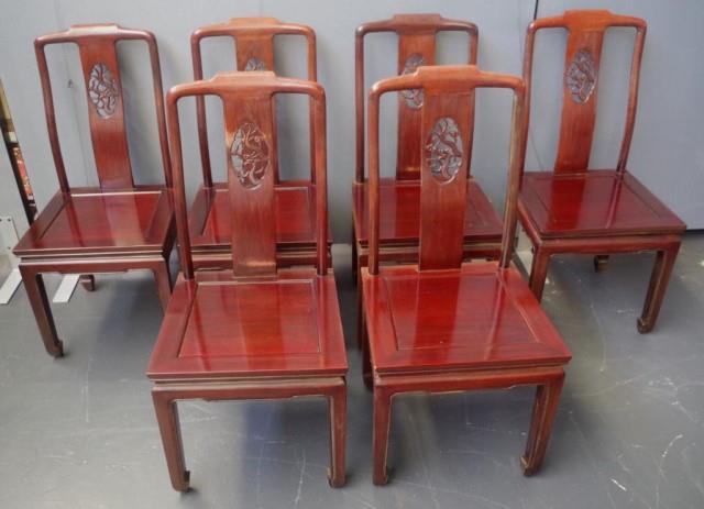Set of 6 Chinese hardwood chairs - Image 3 of 3