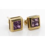 9ct yellow gold and amethyst stud earrings