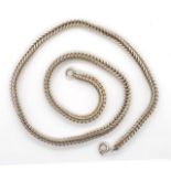 A heavy silver wheat link chain necklace