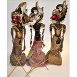 Three hand painted Indonesian puppets