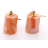 Pink coral and 9ct yellow gold earrings