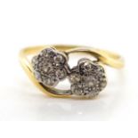 Antique diamond set yellow gold cluster ring