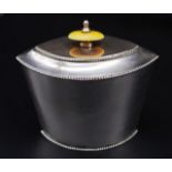 18th C. Dutch silver tea caddy of navette form