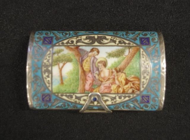 Good antique Continental silver & enamel compact - Image 6 of 6