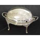 Antique silver plate lidded food server