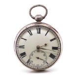 Large open faced sterling silver pocket watch