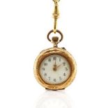 14ct rose gold ladies open face pocket watch