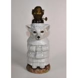 German C19th porcelain oil lamp