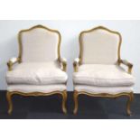 Pair of French Louis XV style armchairs