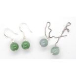 Two pairs of Jade and sterling silver earrings