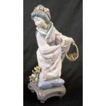 Lladro figure of a Geisha kneeling with basket