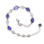 Tanzanite set sterling silver bracelet