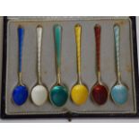 Collection Danish silver & enamel coffee spoons
