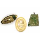 Art Deco bug brooch and a carved jade pendant