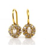 Antique diamond and yellow gold cluster earrings