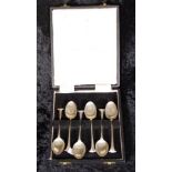 Cased set of six sterling silver teaspoons