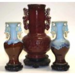 Three Chinese pottery / porcelain vases